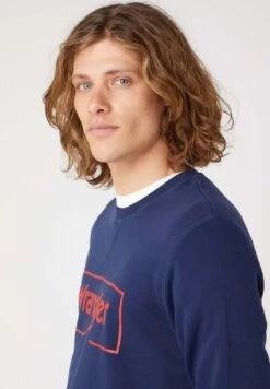 Wrangler FRAME LOGO CREW - Sweatshirt - Navy -Deutschland Wrangler Verkaufs-Shop 3652af77188642afb23e40c8e2549e1d