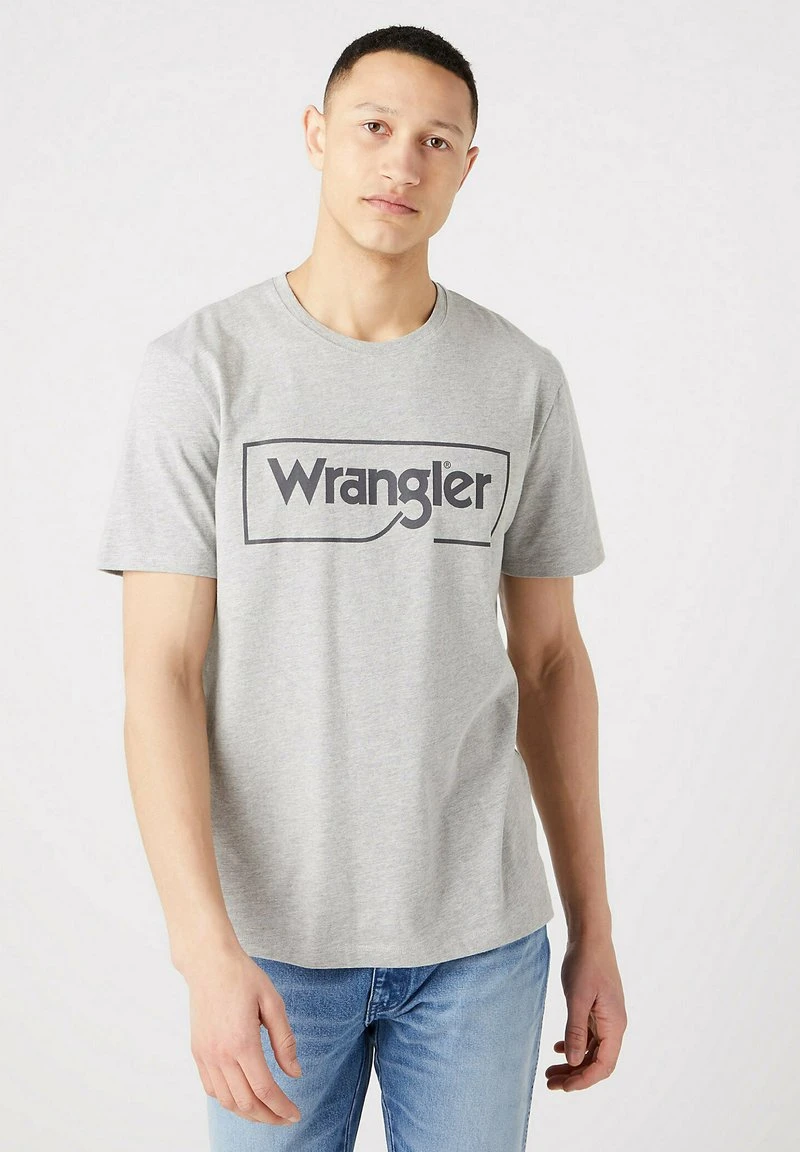 Wrangler FRAME LOGO - T-Shirt Print - Mid Grey Melee 1 Wrangler FRAME LOGO - T-Shirt Print - Mid Grey Melee